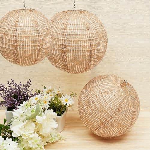 Hortsun 6 Pcs Print Burlap Paper Lanterns Classroom Decor,10/12 Inch - Image 4