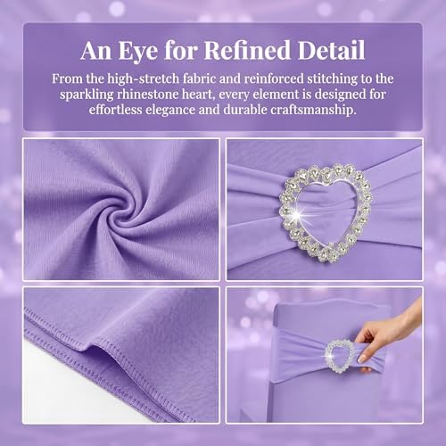 150 Pieces Chair Sashes & Bows - Stretch Spandex Chair Cover Band with Buckle for Wedding, Hotel Banquet, Birthday Party & Home Bulk Decorations (Purple) - Image 4