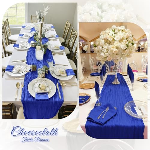 6 Pack Royal Blue Cheesecloth Table Runner, 17 x 108 inch, Semi Sheer Boho Cheese Cloth Fabric Table Runner Bulk for Wedding, Birthday, Party, Holiday, Home Decor (Royal Blue) - Image 5