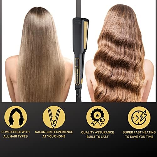 Professional Flat Iron Hair Straightener Plancha De Cabello Professional - Titanium Hair Iron Straightens Frizzy Hair Curls - Sleek Salon Hair Styling Tool - Lizze Supreme 1.5" Pro Straightening Iron - Image 3