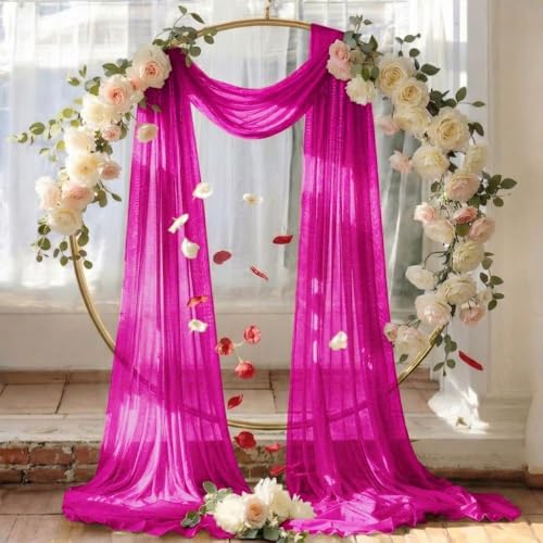 Pack of 2 Wedding Arch Drape Panel Fabric 30" x 40ft - Magenta - Image 6
