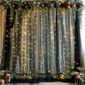 Black Backdrop Curtains with Lights String for Parties Wedding Bridal Shower 10×10ft Sheer Tulle Backdrop Curtain Panels for Baby Shower Birthday Party Photo Shoot Background Wall Decorations by Suppromo