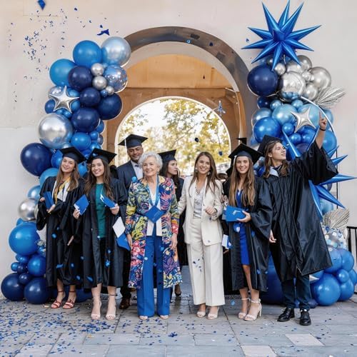 Navy Blue Silver Balloons Arch Metallic Birthday Party Decor Graduation - Image 6