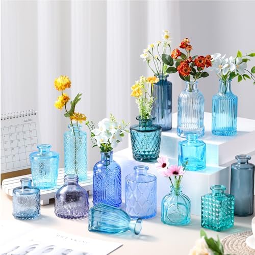 Yaomiao 30 Pcs Glass Bud Vases Centerpieces, Blue Series - Image 6