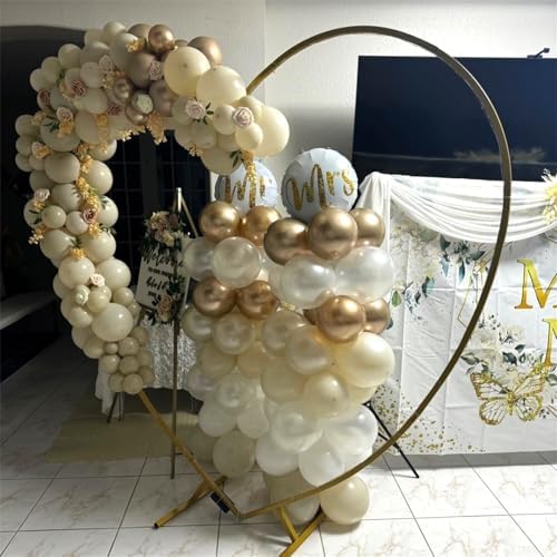 Beige and Champagne Gold Balloon Set, 60Pcs 12 Inch Nude Cream Retro White Sand Balloons with Metallic Champagne Gold Confetti Latex Balloons for Birthday Wedding Baby Bridal Shower Party Decorations - Image 4