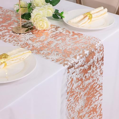 Rose Gold Table Runner, Glitter Metallic Foil Mesh Roll 100 Feet - Image 5