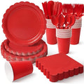 Vyntra 175 Pcs Red Paper Plates and Napkins Party Supplies by PartyTablewareSupplies