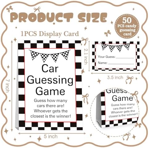 Race Car Birthday Party Decoration,Birthday Party Activities 50 Cards and Sign - Image 2