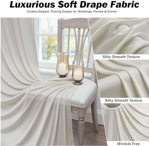 10x12 ft Beige Backdrop Curtains for Weddings Parties, Birthdays and Photos - Image 3