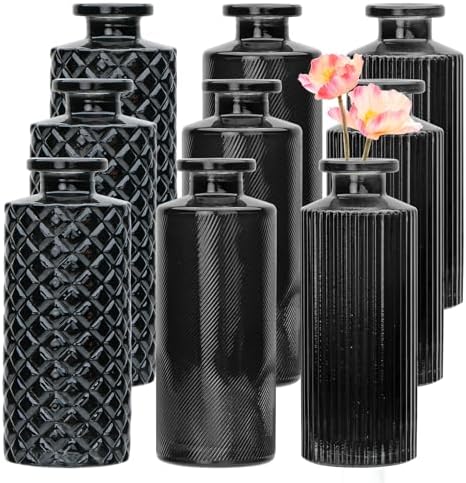 Glass Bud Vase Set in Bulk, 9pcs Mini Vintage Flower Vases by Brajttt
