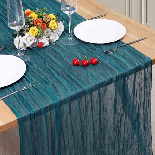1 Pack Cheesecloth Table Runner 10Ft Christmas Gauze Boho Table Runners for Wedding Decor Bridal Shower Decorations Baby Shower Party(35" x 120") by Home