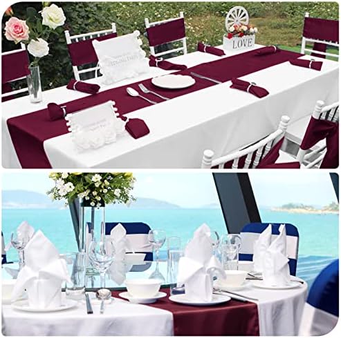 12 Pack Burgundy Satin Table Runner 12 x 108 Inch Long Premium Table Runners for Wedding Party Events Decoration, Birthday Parties, Banquets Decorations, Graduations, Engagements - Image 6