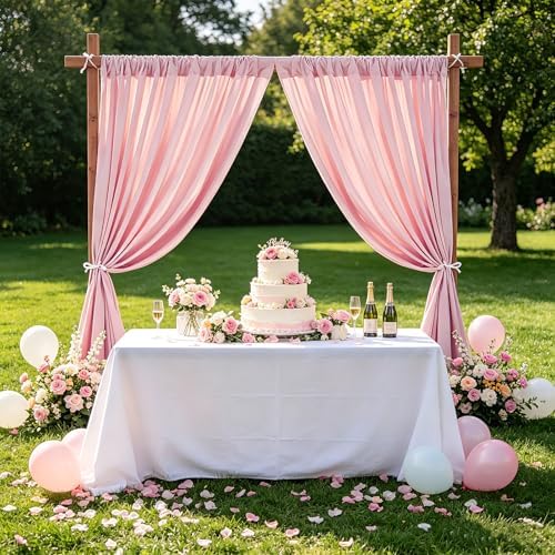 Dusty Rose Backdrop Curtains 10ftx8ft Wedding Polyester Photo Drapes - Image 4