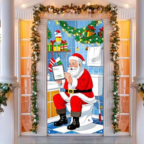 BlissYard Door Cover Bathroom Humor Wrapped Boxes 35x71 Inch Polyester - Image 3