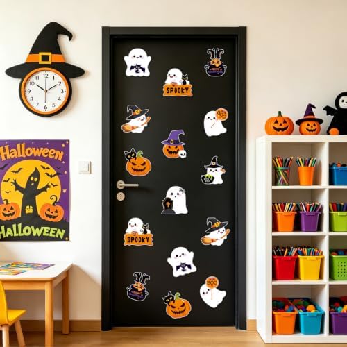 54Pcs Halloween Ghost Cutouts, Classroom Halloween Bulletin Board Decorations, Cute Ghost Paper Cut-Outs with Adhesive Points for DIY Art Craft Party Supplies Home Office Wall Door Decor (Rich) - Image 5