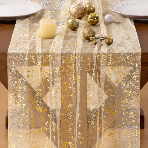 Gold Gauze Table Runner Glitter Fall Wedding Birthday Party Table Decor - Image 2