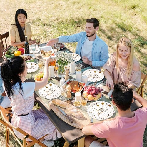 48PCS Happy Birthday White Gold Plates and Napkins Party Supplies - Image 7