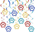 BEISHIDA 12 Pcs Pre-Strung Dog Hanging Swirl Decorations, Dog Birthday Themed Party Decoratios, Colorful Paw for Kids Boys Pet Birthday Party Baby Shower Supplies Decor by Beishida