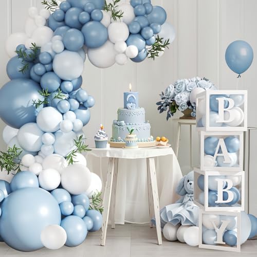 CROSSFINGERS Dusty Blue Balloon Baby Shower Decorations for Boy - Image 3
