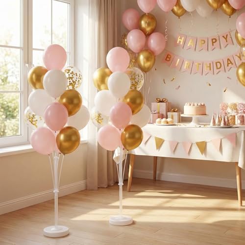 Pink Gold Balloon Column Stand Kit with Base,Pole for Floor&Table - Image 7