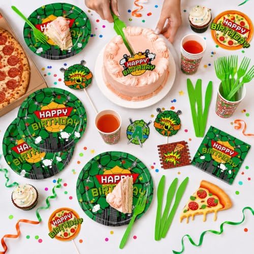 Cartoon Turtle Birthday Party Supplies Tableware Set for 20 Guests - Image 6