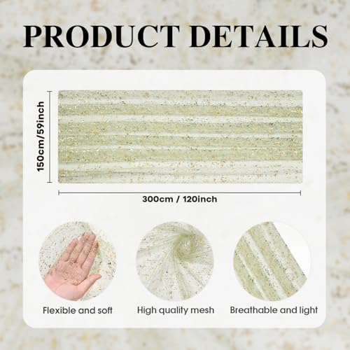 Artoid Mode Sage Green Gold Gauze Table Runner 59x120 Inch 10FT, Glitter Metallic Foil Sheer Dining Wedding Anniversary Holiday Birthday Table Decor for Home Party - Image 7