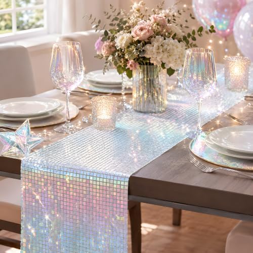 Disco Party Decorations - Iridescent Glitter Disco Table Runner - Image 3