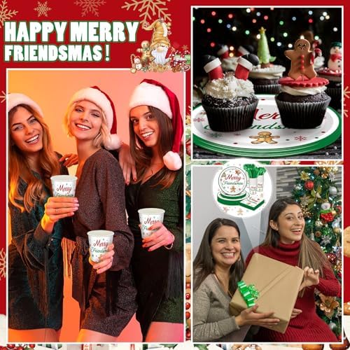168 Merry Friendsmas Party Supplies Gingerbread Party Decoration - Image 6