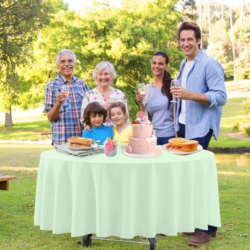 12 Pack Sage Green Round Plastic Tablecloth Disposable - Image 7