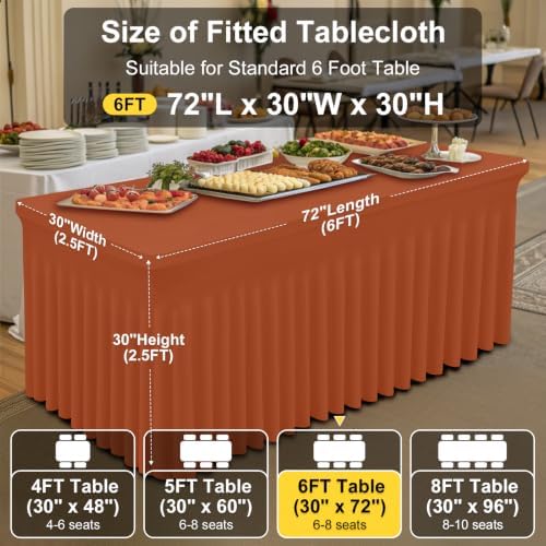 Smiry 2 Pack Spandex Elastic Fitted Table Cloth Skirt for 6FT Table - Image 5