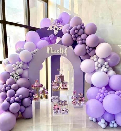 MEBAY Grey Violet Maca Purple Gold Balloons Garland Arch Kit, 146Pcs Latex Balloons Different Sizes 18 12 10 5 Inch for Party Decoration Birthday Wedding Engagements Anniversary Baby Shower - Image 7