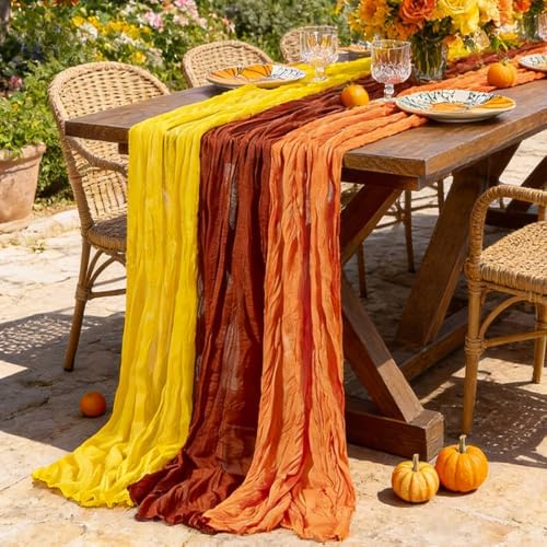 Cheesecloth Table Runner Fall Boho 3pcs Mix and Match Wedding Decor by Socomi