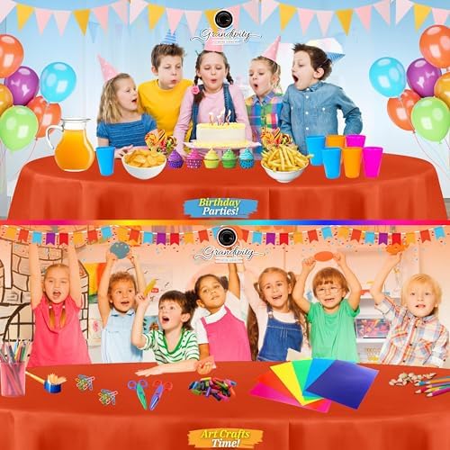 Grandipity Plastic Table Cloth Disposable 12 Pack 84" Round Orange - Image 4