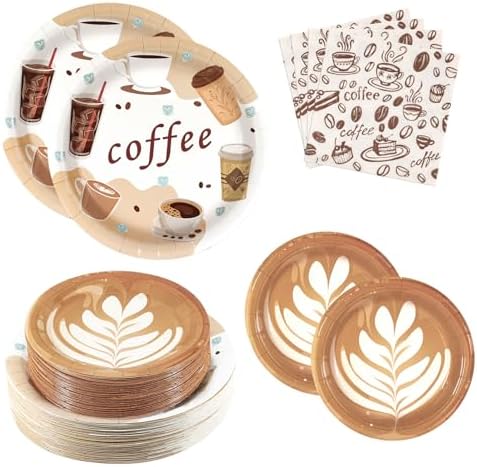 180Pcs Coffee Plates and Napkins Party Supplies Serves 60 by Dhnvcud