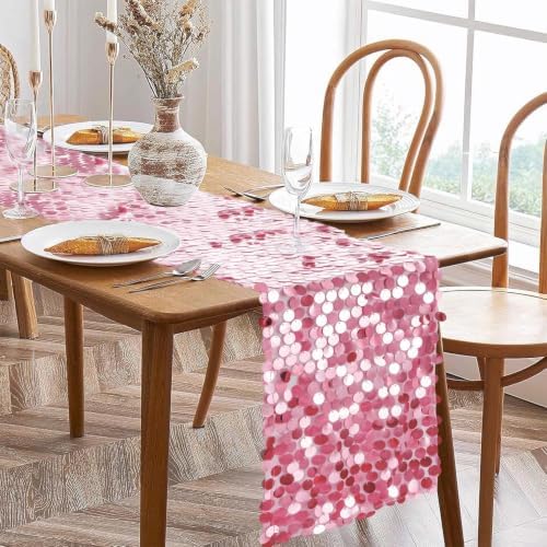 VHH Sequin Table Runner 12 x 108 inches Pink Table Runner, Glitter Runner for Party Wedding Birthday, Party Spring Easter Rustic, Birthday Supplies Decorations (3 Pack). - Image 3