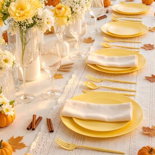 ejonirinjonir 150pcs Premium Yellow Disposable Plates for Thanksgiving - Image 2