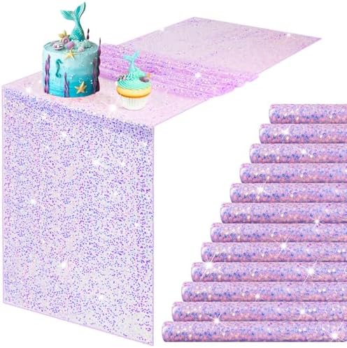 Remagr 12 Pcs Iridescent Mermaid Sequin Table Runner, Purple by Remagr