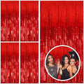 5 Pack Red Streamers Party Backdrop Christmas Decorations Foil Fringe Backdrop Curtains Carnival Casino Theme Birthday New Year Holiday Celebration Bachelorette Party Decorations Supplies by BOMSI
