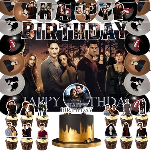 42Pack Saga of Twilight Party Supplies Pack Includes，Banner，Cake Topper，Blackdrop,Balloons for Saga of Twilight party Decoration by Unknown
