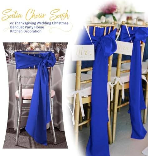 60 PCS Royal Blue Satin Chair Sashes, 7 x 108 Inch - Image 5