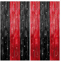 KatchOn Red and Black Fringe Curtain-3.2x8 Feet Pcs 2 Halloween Decorations by KatchOn