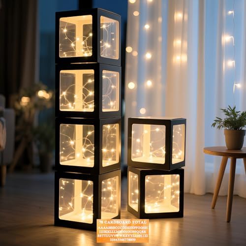 Ledido Transparent Balloon Boxes with 78 Letters Numbers Fairy Lights 6PCS by Ledido