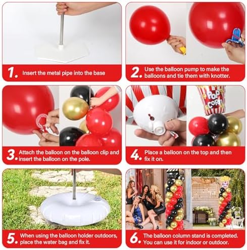 2 Set Movie Night Balloon Column Stand Kit Adjustable Popcorn Balloon Decor - Image 4