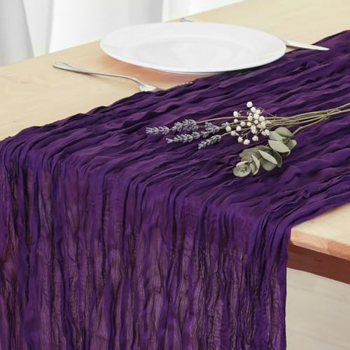 1 Pack Purple Cheesecloth Table Runner 120 Inch Boho Wedding Decor by Fixwal