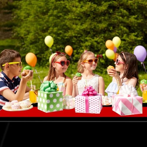 4 Pcs Black and Red Disposable Plastic Tablecloths Party Decorations - Image 5