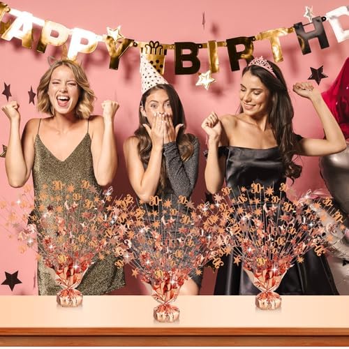 3 Pcs 30th Rose Gold Birthday Decoration 30th Table Centerpiece - Image 5
