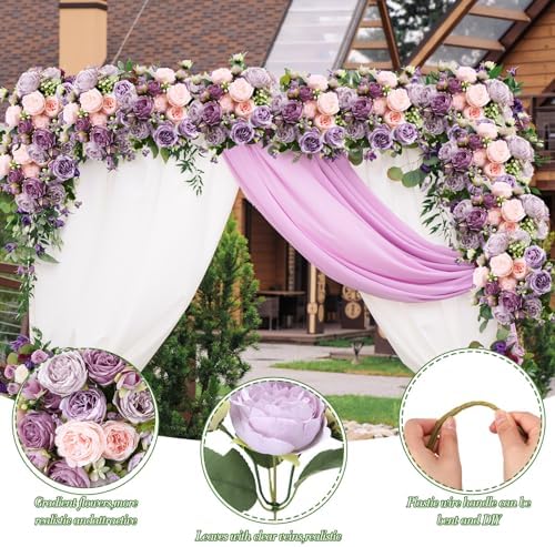 Geosar 8 Bundles Artificial Peonies Flowers,Gray Purple, Light Purple - Image 3