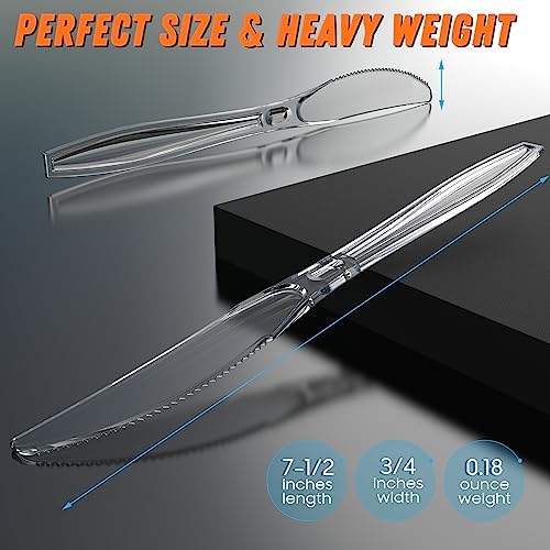 Dipoo 7.5" Clear Plastic Knives Heavy Duty, 168 Count - Image 5