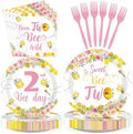 96Pcs Bee 2nd Birthday Party Decoration for Girl Birthday Serves 24 by Greencian