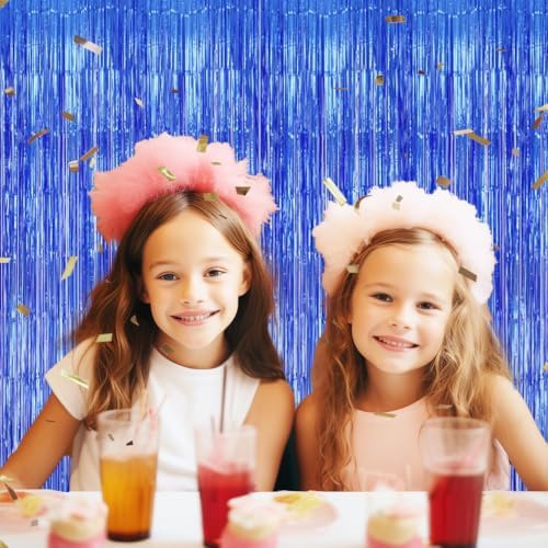 DECOCKRAT 2 Pack Foil Fringe Backdrop - Royal Blue Shiny Tinsel Curtains for Party Decoration/Photo Booth Props - 3.3x6.6 FT Metallic Foil Backdrop for Birthday, Wedding, Graduation, Christmas. - Image 6